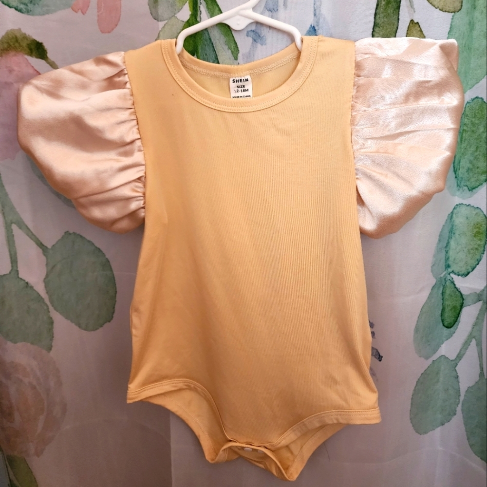 SHEIN brand new baby girls silky Balloon sleeve body suit onesie sz 12-18 mo